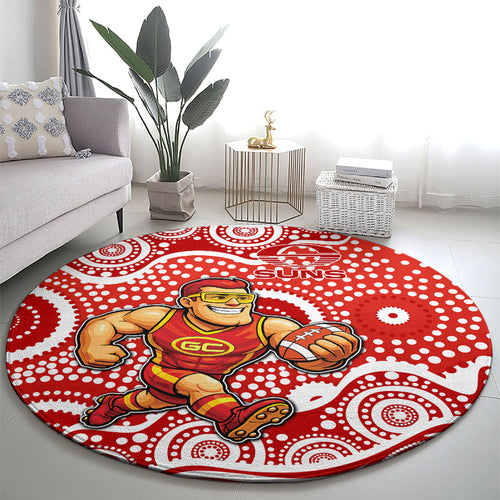 Gold Coast Suns Round Carpet Aboriginal Dot Pattern - Football Mascot Heritage Pride