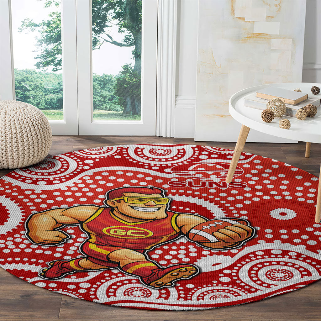 Gold Coast Suns Round Carpet Aboriginal Dot Pattern - Football Mascot Heritage Pride