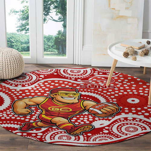 Gold Coast Suns Round Carpet Aboriginal Dot Pattern - Football Mascot Heritage Pride