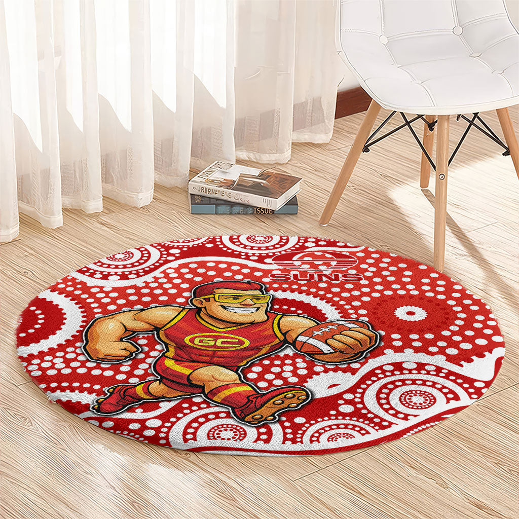 Gold Coast Suns Round Carpet Aboriginal Dot Pattern - Football Mascot Heritage Pride