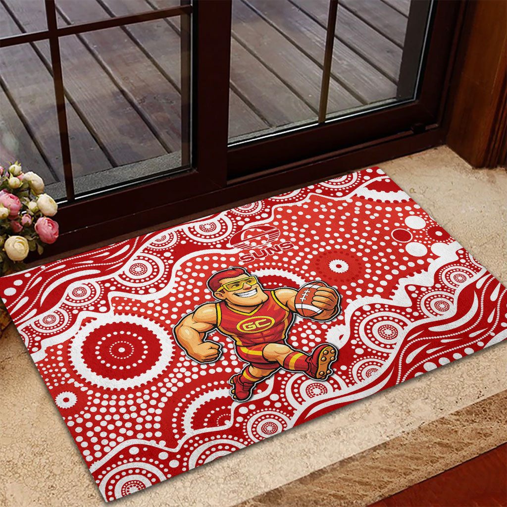 Gold Coast Suns Rubber Doormat Aboriginal Dot Pattern - Football Mascot Heritage Pride