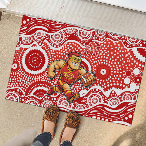 Gold Coast Suns Rubber Doormat Aboriginal Dot Pattern - Football Mascot Heritage Pride