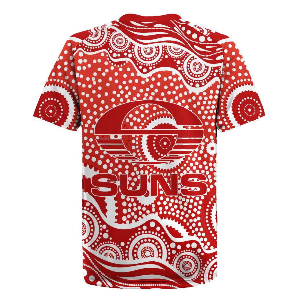 Gold Coast Suns Rugby Jersey Aboriginal Dot Pattern - Football Mascot Heritage Pride