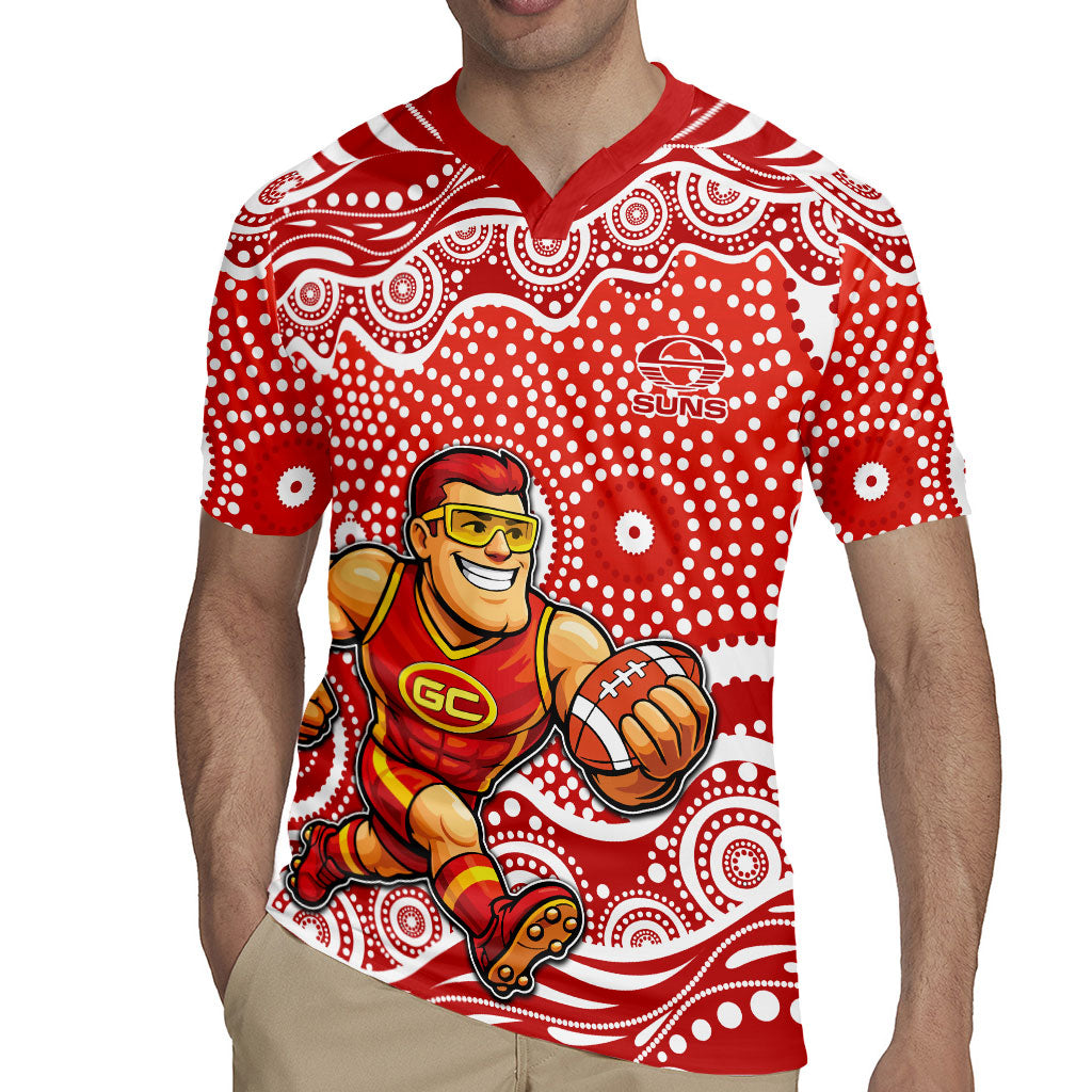 Gold Coast Suns Rugby Jersey Aboriginal Dot Pattern - Football Mascot Heritage Pride