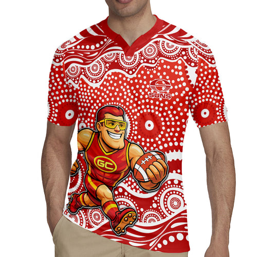 Gold Coast Suns Rugby Jersey Aboriginal Dot Pattern - Football Mascot Heritage Pride