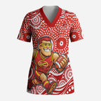 Gold Coast Suns Scrub Top Aboriginal Dot Pattern - Football Mascot Heritage Pride