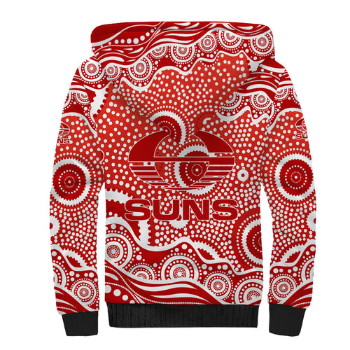 Gold Coast Suns Sherpa Hoodie Aboriginal Dot Pattern - Football Mascot Heritage Pride