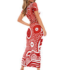 Gold Coast Suns Short Sleeve Bodycon Dress Aboriginal Dot Pattern - Football Mascot Heritage Pride