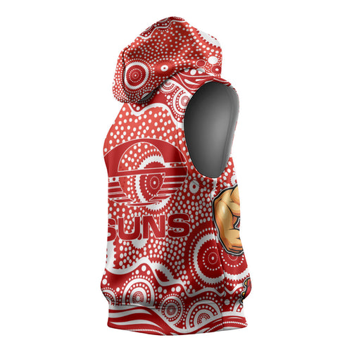 Gold Coast Suns Sleeveless Hoodie Aboriginal Dot Pattern - Football Mascot Heritage Pride