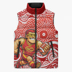 Gold Coast Suns Sleeveless Puffer Jacket Aboriginal Dot Pattern - Football Mascot Heritage Pride