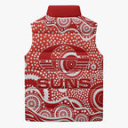 Gold Coast Suns Sleeveless Puffer Jacket Aboriginal Dot Pattern - Football Mascot Heritage Pride