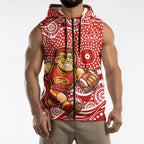 Gold Coast Suns Sleeveless Zip Hoodie Aboriginal Dot Pattern - Football Mascot Heritage Pride