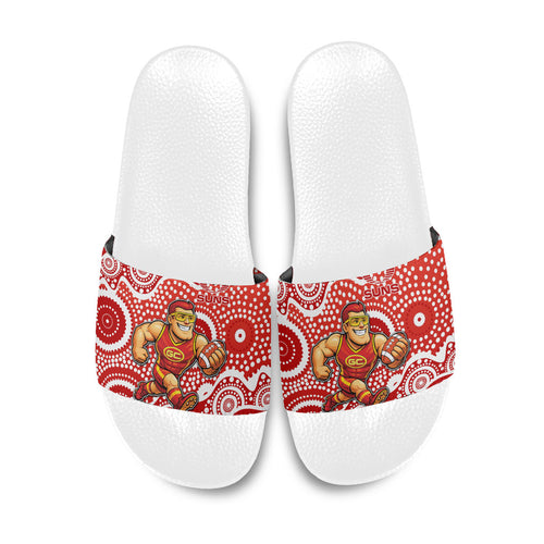 Gold Coast Suns Slide Sandals Aboriginal Dot Pattern - Football Mascot Heritage Pride