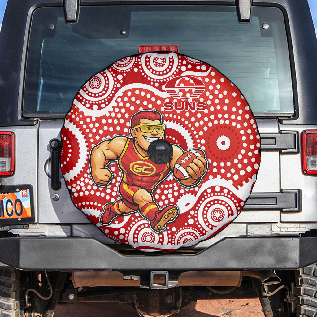 Gold Coast Suns Spare Tire Cover Aboriginal Dot Pattern - Football Mascot Heritage Pride