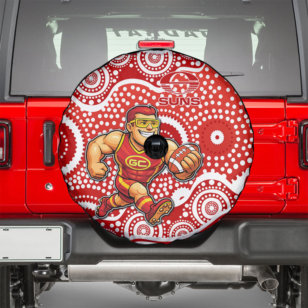 Gold Coast Suns Spare Tire Cover Aboriginal Dot Pattern - Football Mascot Heritage Pride