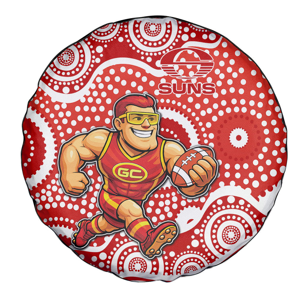 Gold Coast Suns Spare Tire Cover Aboriginal Dot Pattern - Football Mascot Heritage Pride
