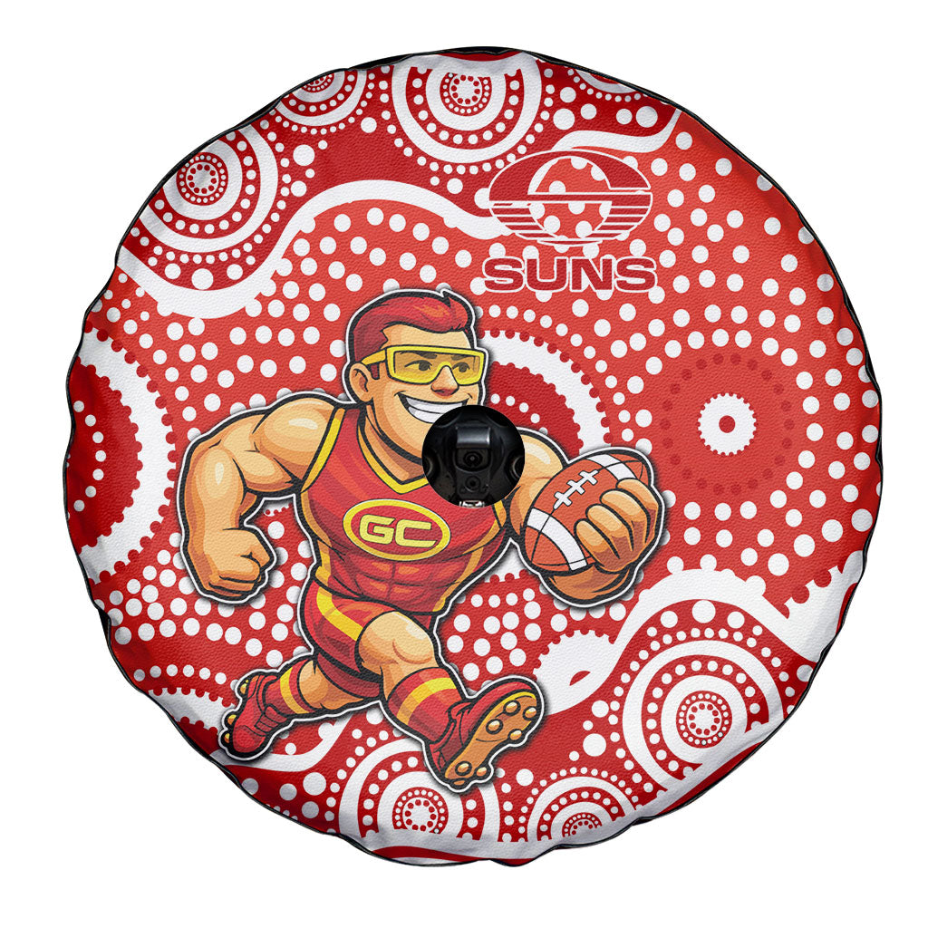 Gold Coast Suns Spare Tire Cover Aboriginal Dot Pattern - Football Mascot Heritage Pride