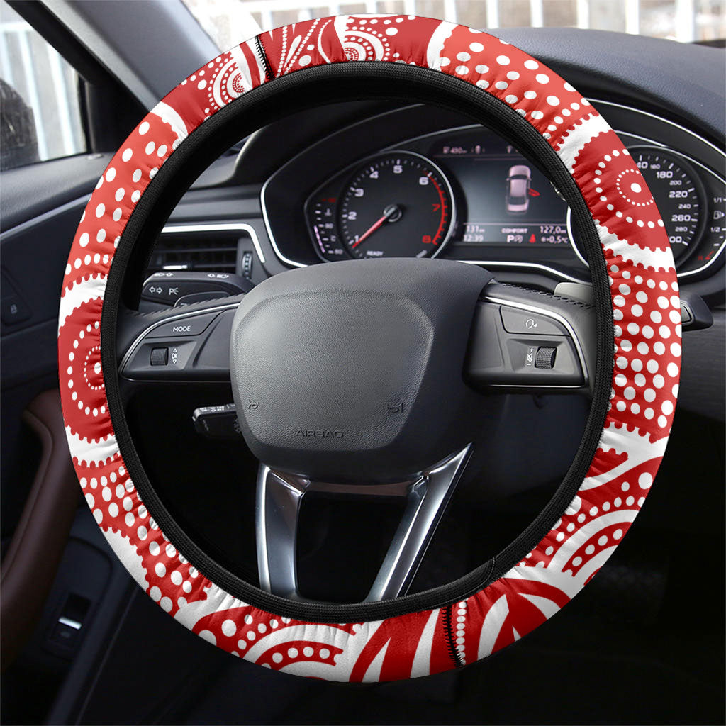 Gold Coast Suns Steering Wheel Cover Aboriginal Dot Pattern - Football Mascot Heritage Pride