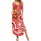 Gold Coast Suns Summer Maxi Dress Aboriginal Dot Pattern - Football Mascot Heritage Pride