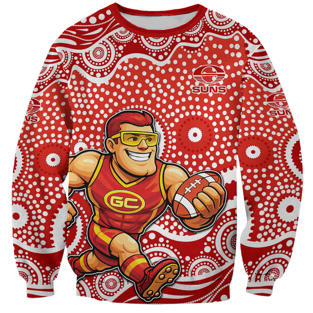 Gold Coast Suns Sweatshirt Aboriginal Dot Pattern - Football Mascot Heritage Pride