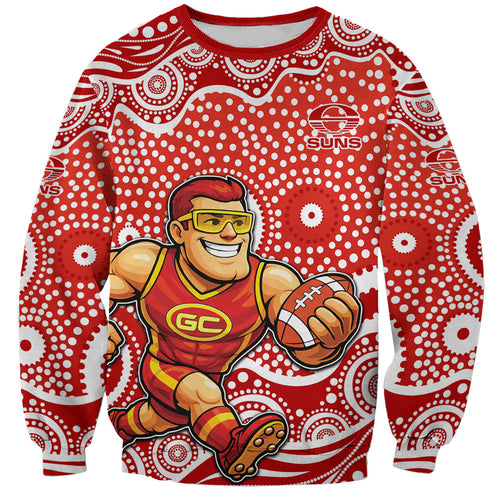 Gold Coast Suns Sweatshirt Aboriginal Dot Pattern - Football Mascot Heritage Pride