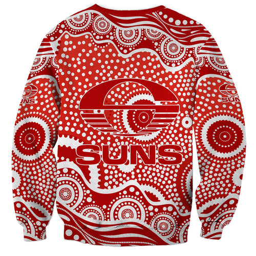 Gold Coast Suns Sweatshirt Aboriginal Dot Pattern - Football Mascot Heritage Pride