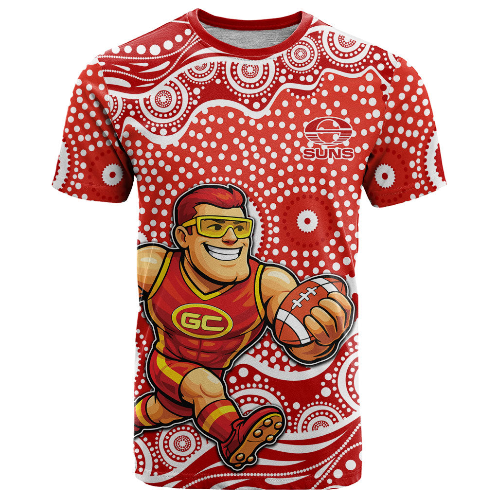 Gold Coast Suns T Shirt Aboriginal Dot Pattern - Football Mascot Heritage Pride