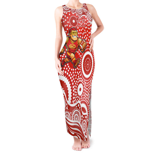 Gold Coast Suns Tank Maxi Dress Aboriginal Dot Pattern - Football Mascot Heritage Pride