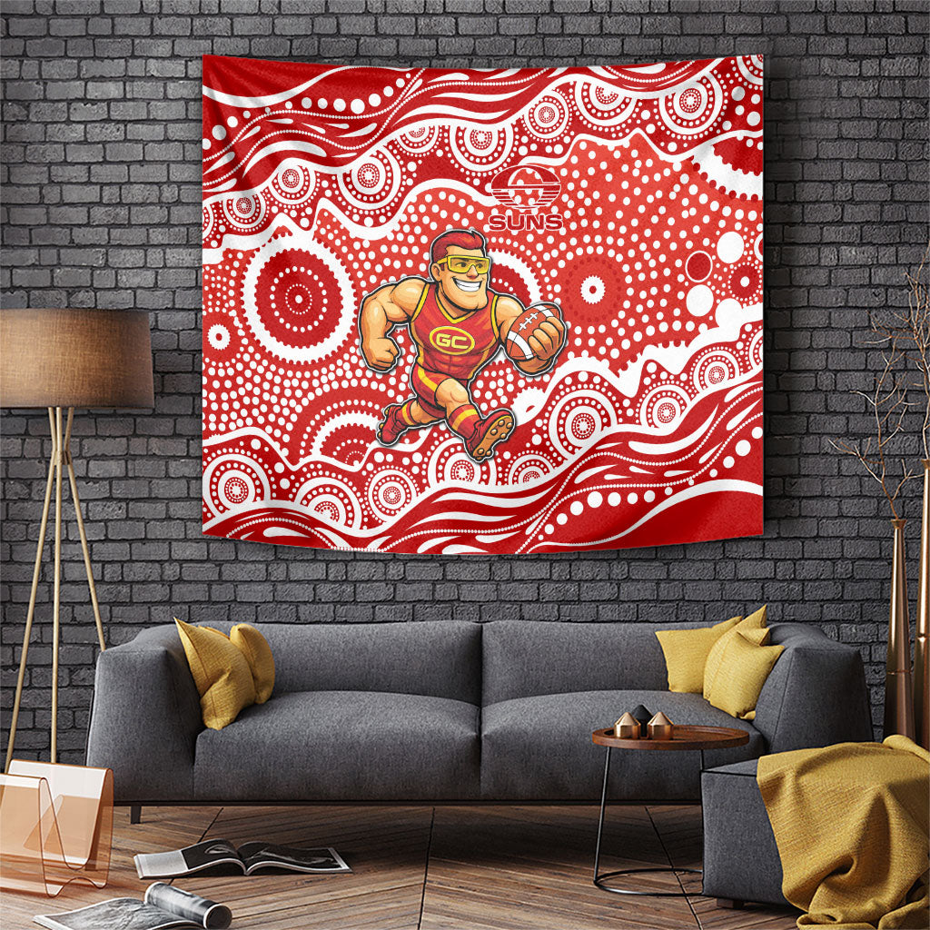 Gold Coast Suns Tapestry Aboriginal Dot Pattern - Football Mascot Heritage Pride