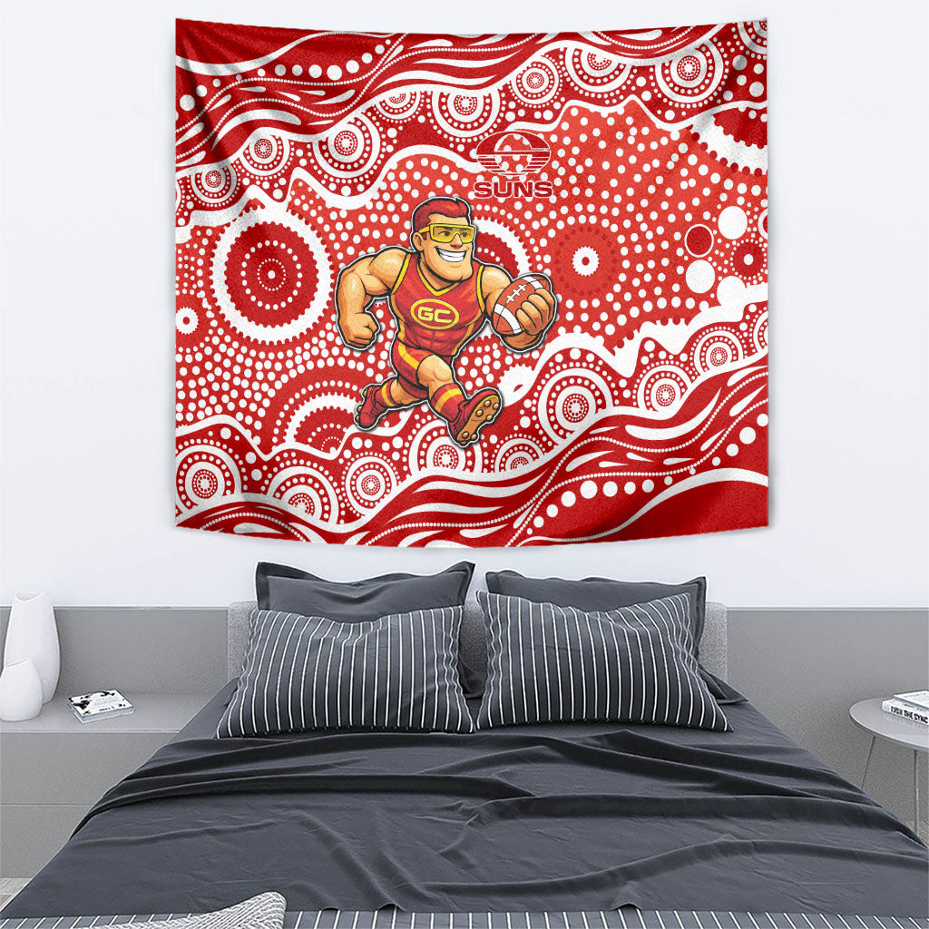 Gold Coast Suns Tapestry Aboriginal Dot Pattern - Football Mascot Heritage Pride