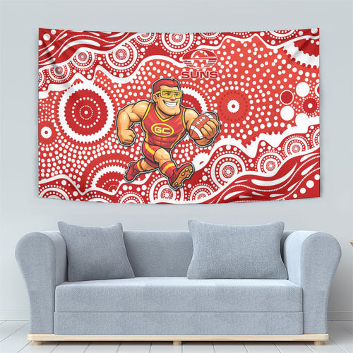 Gold Coast Suns Tapestry Aboriginal Dot Pattern - Football Mascot Heritage Pride