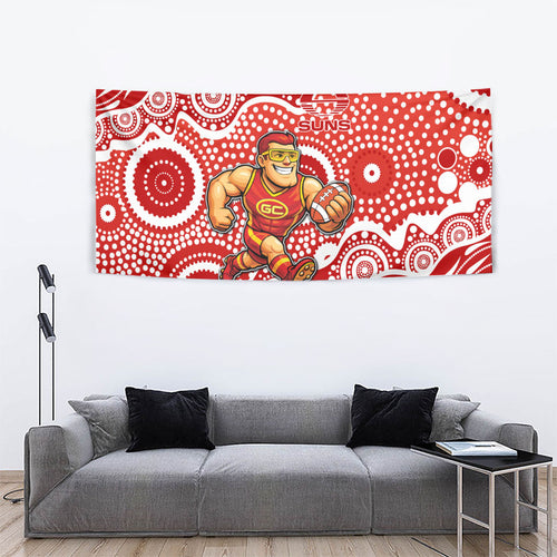 Gold Coast Suns Tapestry Aboriginal Dot Pattern - Football Mascot Heritage Pride