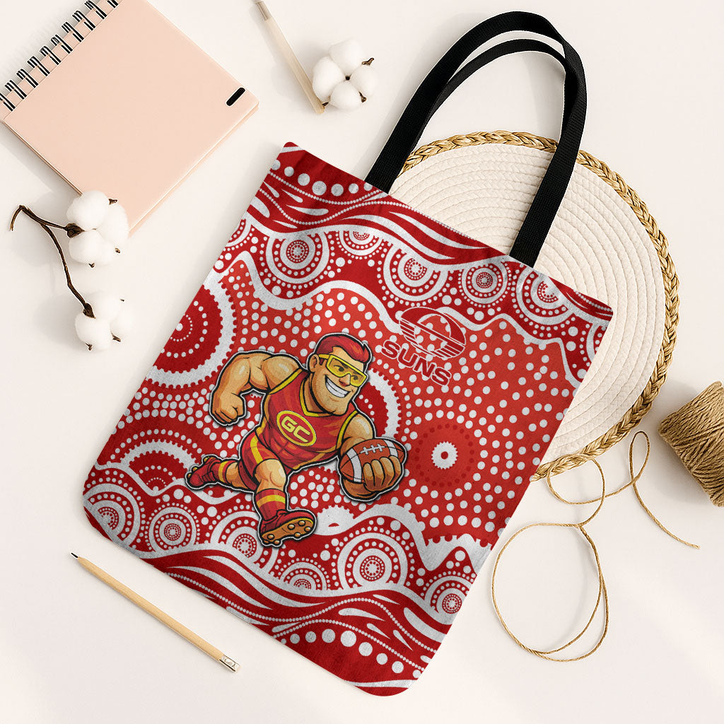 Gold Coast Suns Tote Bag Aboriginal Dot Pattern - Football Mascot Heritage Pride