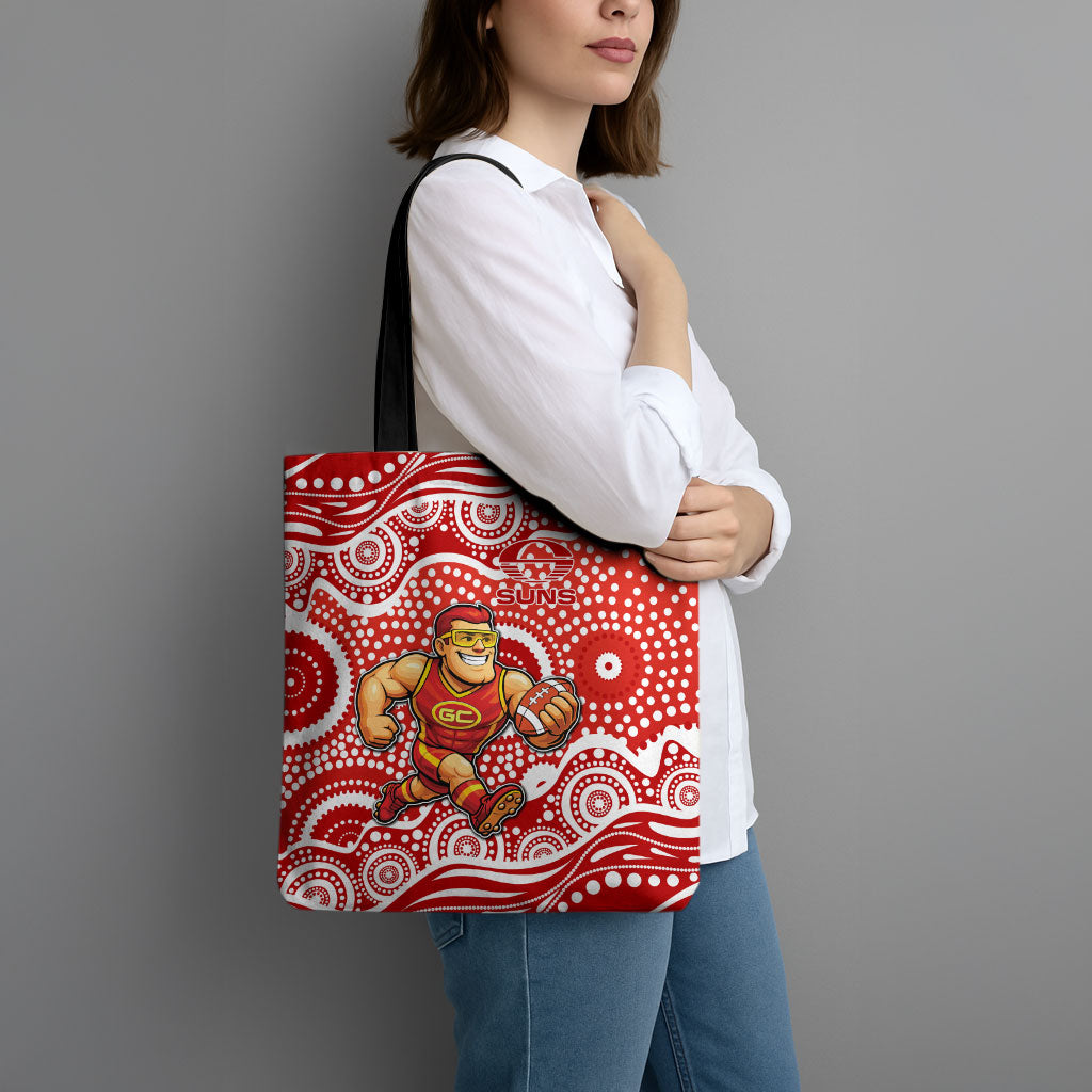Gold Coast Suns Tote Bag Aboriginal Dot Pattern - Football Mascot Heritage Pride