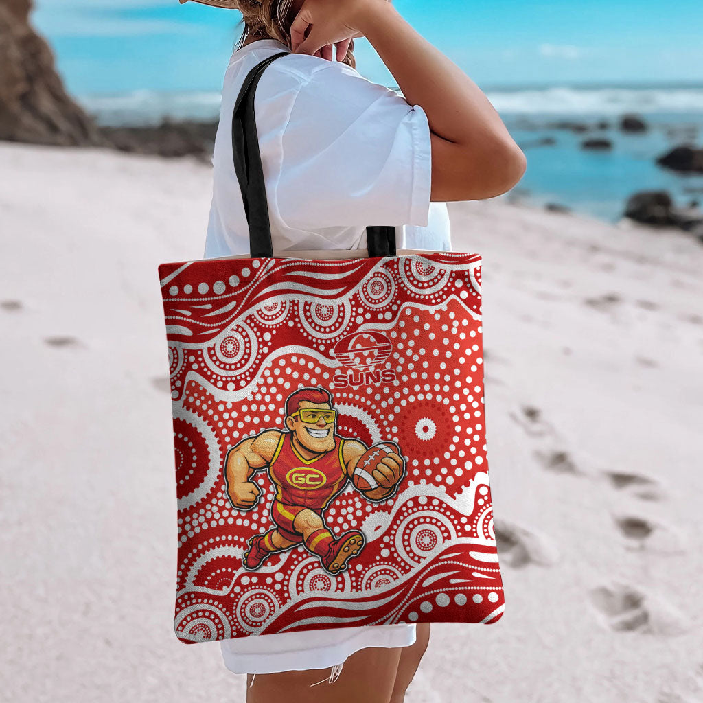 Gold Coast Suns Tote Bag Aboriginal Dot Pattern - Football Mascot Heritage Pride