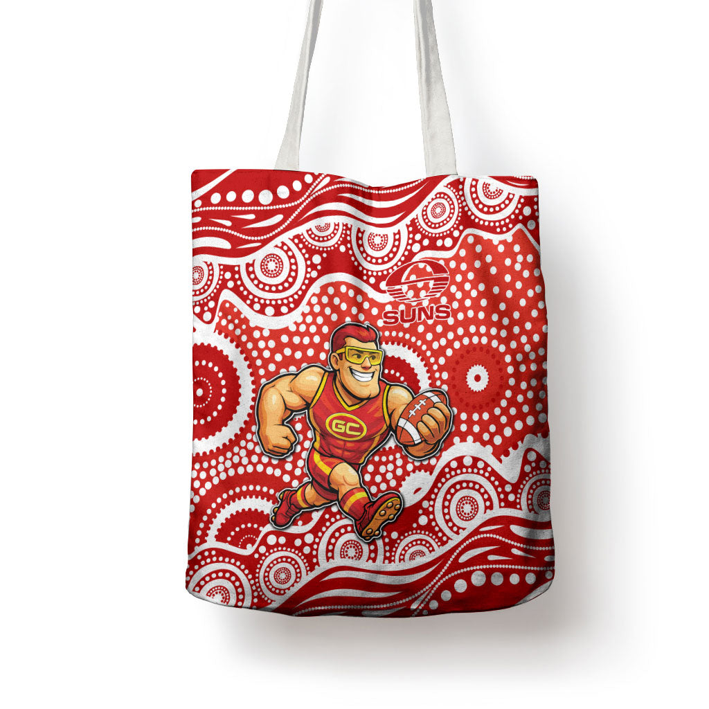 Gold Coast Suns Tote Bag Aboriginal Dot Pattern - Football Mascot Heritage Pride