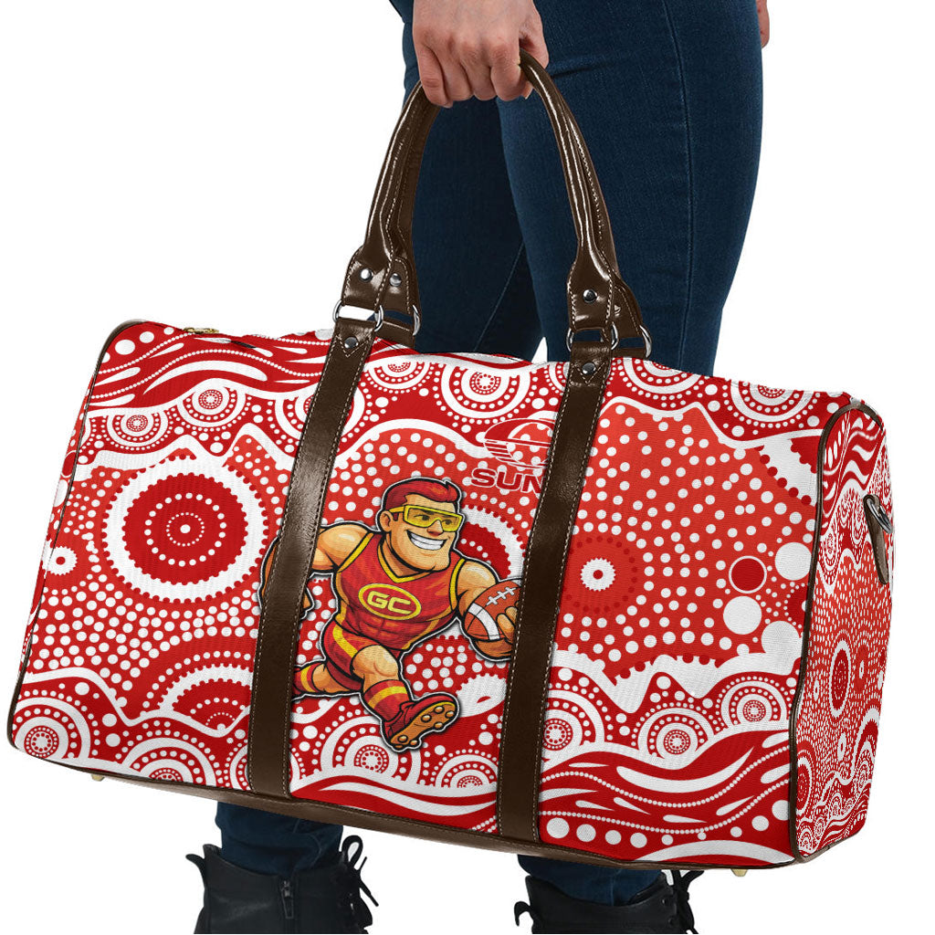 Gold Coast Suns Travel Bag Aboriginal Dot Pattern - Football Mascot Heritage Pride