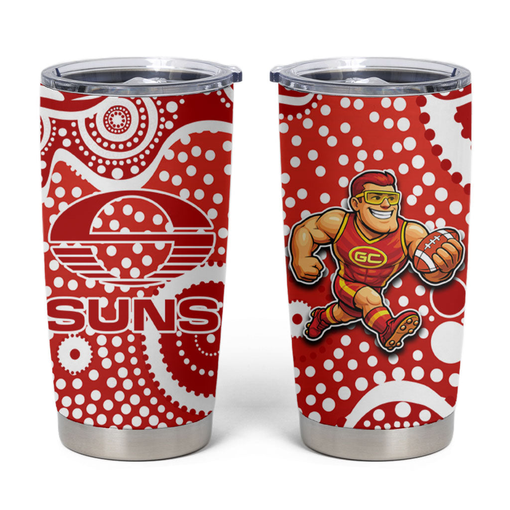 Gold Coast Suns Tumbler Cup Aboriginal Dot Pattern - Football Mascot Heritage Pride