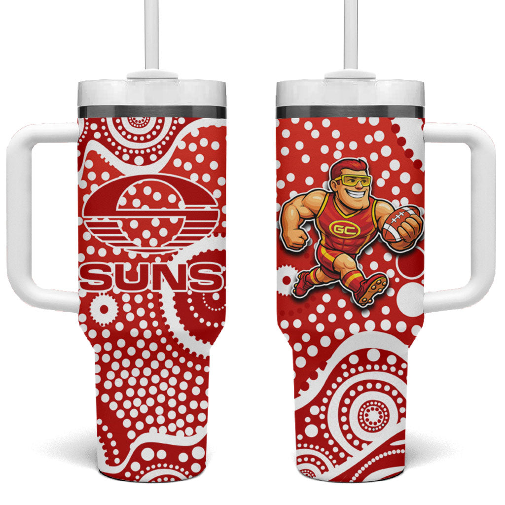Gold Coast Suns Tumbler With Handle Aboriginal Dot Pattern - Football Mascot Heritage Pride