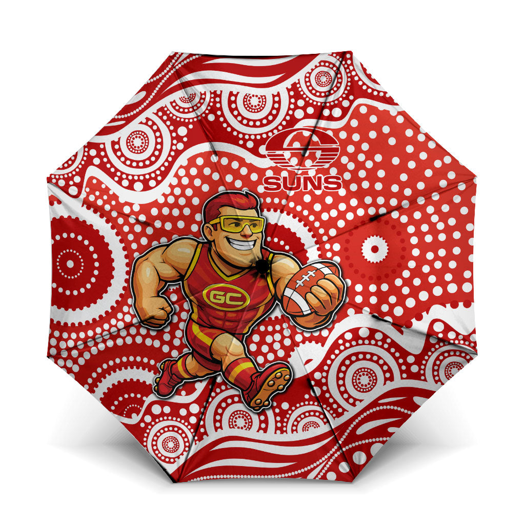 Gold Coast Suns Umbrella Aboriginal Dot Pattern - Football Mascot Heritage Pride