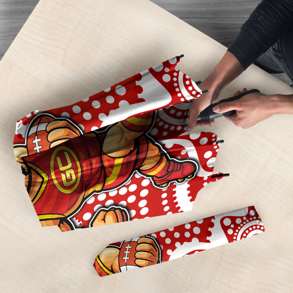 Gold Coast Suns Umbrella Aboriginal Dot Pattern - Football Mascot Heritage Pride