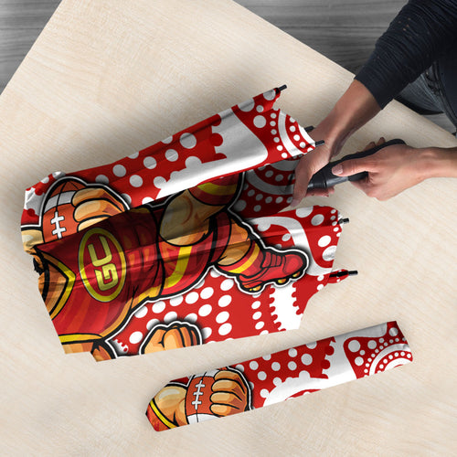 Gold Coast Suns Umbrella Aboriginal Dot Pattern - Football Mascot Heritage Pride