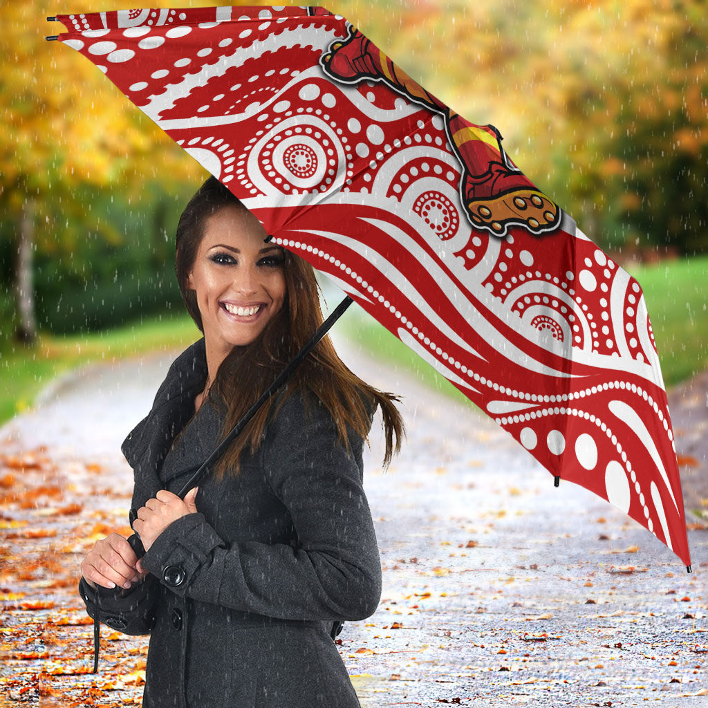 Gold Coast Suns Umbrella Aboriginal Dot Pattern - Football Mascot Heritage Pride