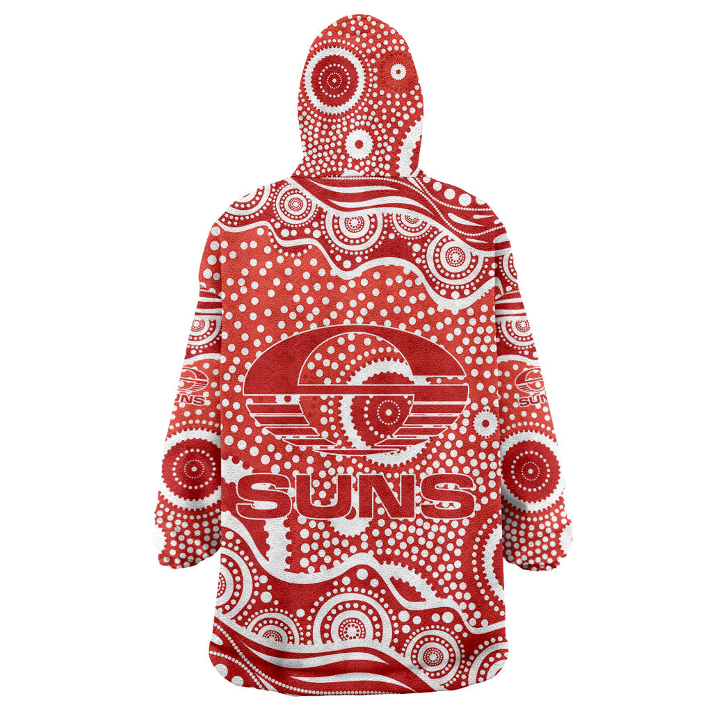 Gold Coast Suns Wearable Blanket Hoodie Aboriginal Dot Pattern - Football Mascot Heritage Pride