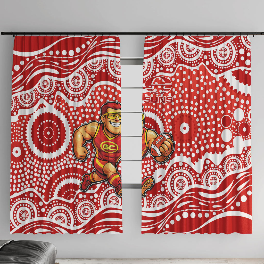 Gold Coast Suns Window Curtain Aboriginal Dot Pattern - Football Mascot Heritage Pride