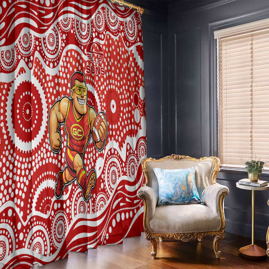 Gold Coast Suns Window Curtain Aboriginal Dot Pattern - Football Mascot Heritage Pride