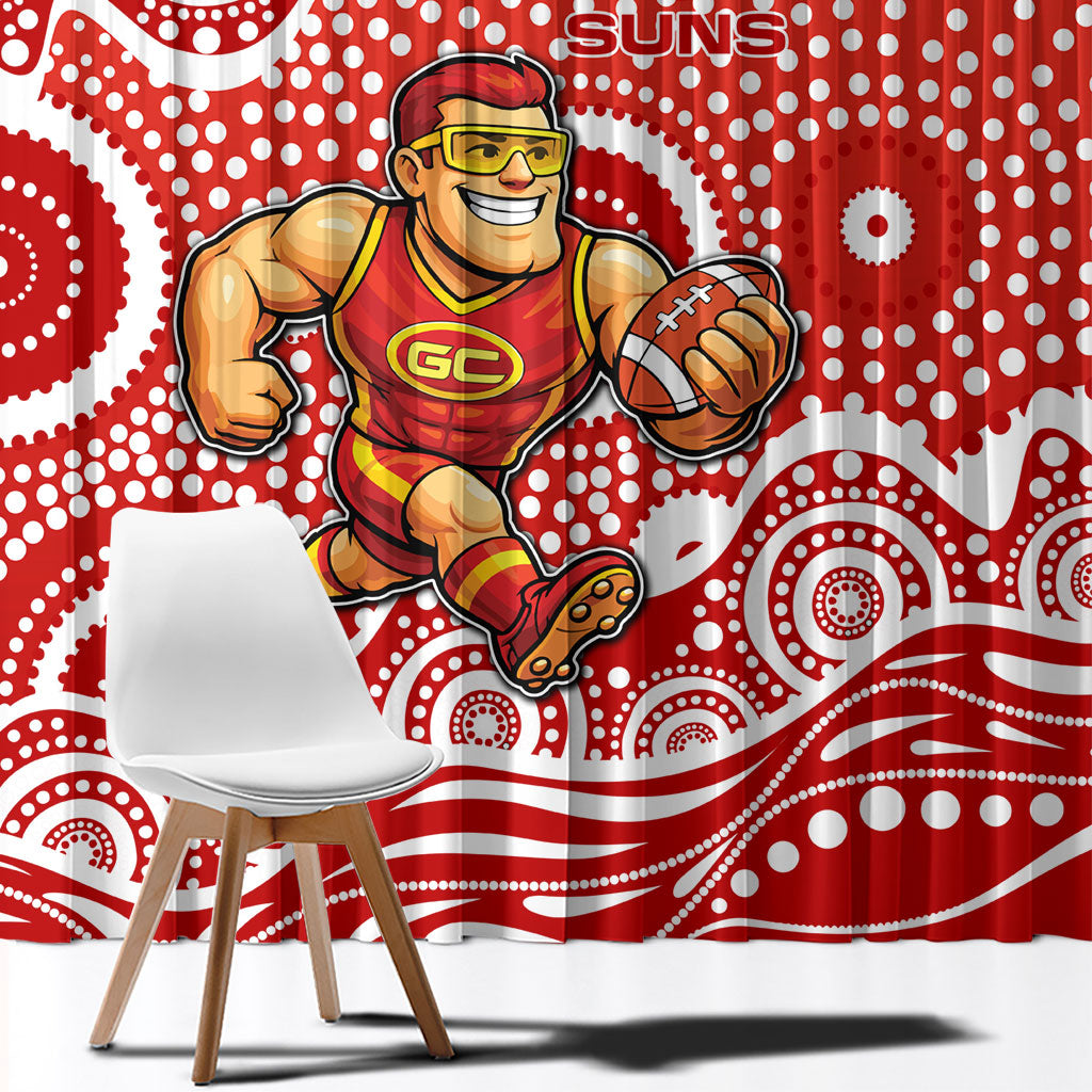 Gold Coast Suns Window Curtain Aboriginal Dot Pattern - Football Mascot Heritage Pride