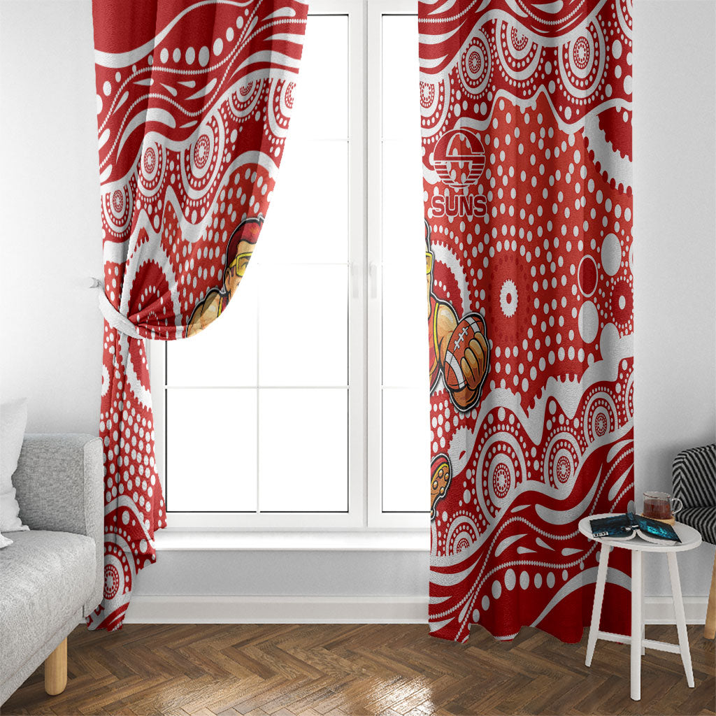 Gold Coast Suns Window Curtain Aboriginal Dot Pattern - Football Mascot Heritage Pride