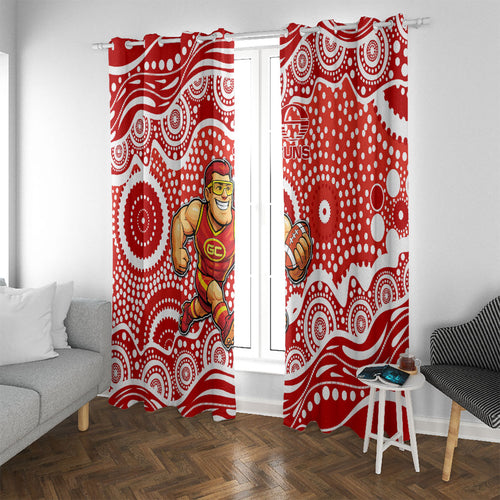 Gold Coast Suns Window Curtain Aboriginal Dot Pattern - Football Mascot Heritage Pride