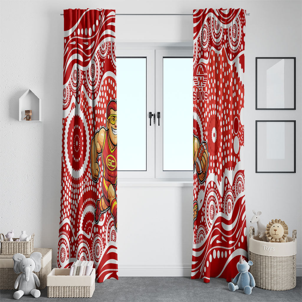 Gold Coast Suns Window Curtain Aboriginal Dot Pattern - Football Mascot Heritage Pride